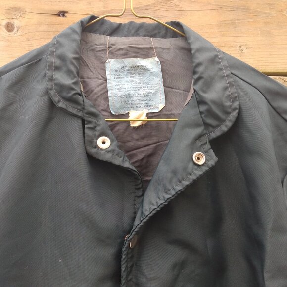 Vintage 60s Nylon Workwear Jacket Snap Front 43" Chest Mechanic Farmer - Picture 6 of 10